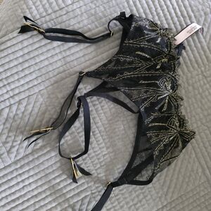 Victoria's Secret Black and Gold Lace Top